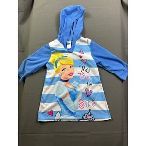 Disney Princess Cinderella‎ Blue Fleece Hooded Nightgown Girl SZ 4 My Time Shine